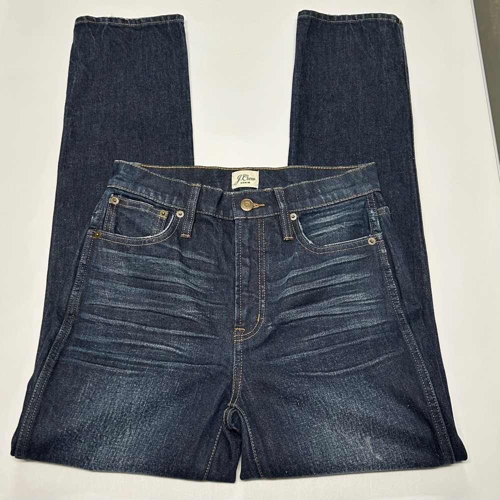 J Crew 10” Vintage Straight Jeans Size 26 High Rise Dark Blue Wash Denim Classic